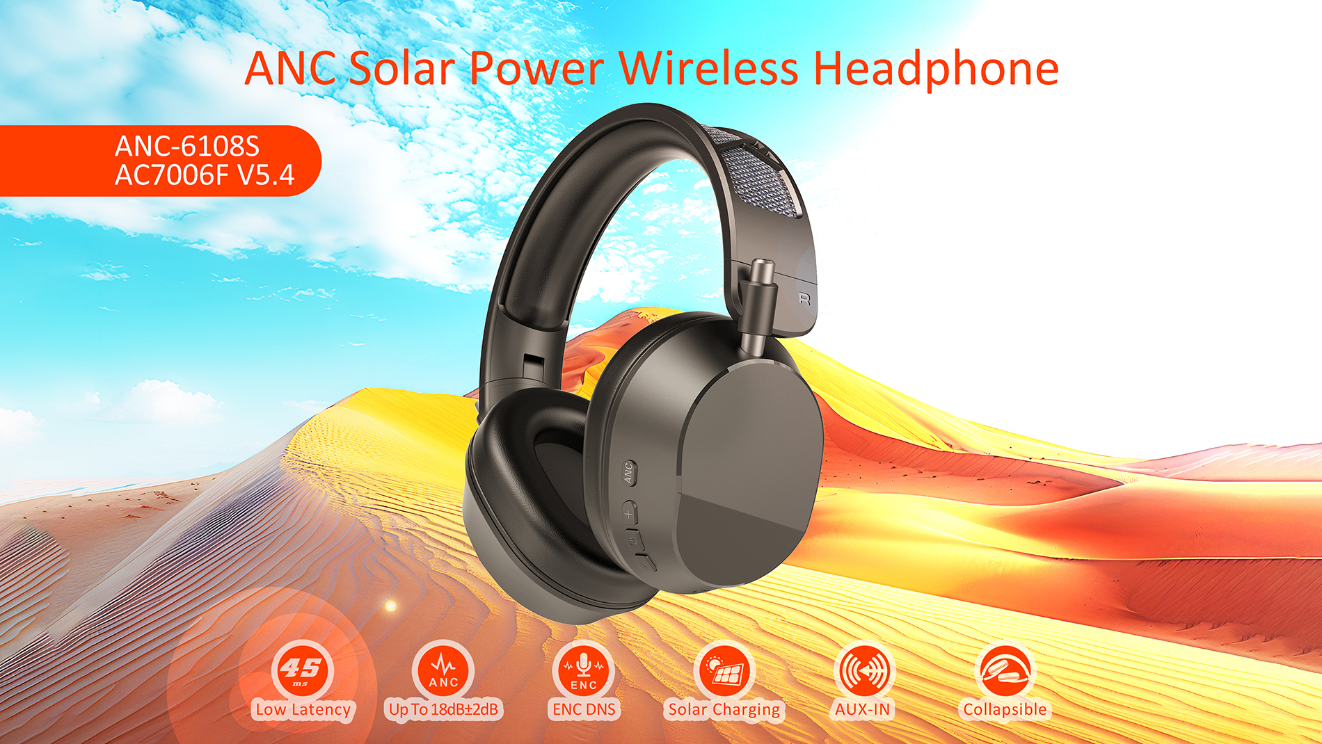 Active Noise Cancelling Wireless Headphones